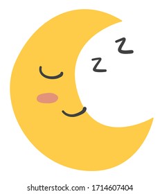sleeping moon / cartoon vector and illustration, isolated on white background