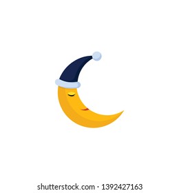 sleeping moon cartoon vector on a white background