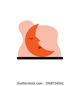 Sleeping Moon Concept Icon Vector Illustratin Design eps10