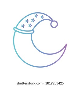 sleeping moon with hat gradient style icon design, insomnia sleep and night theme Vector illustration
