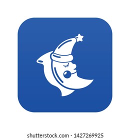 Sleeping moon icon blue vector isolated on white background