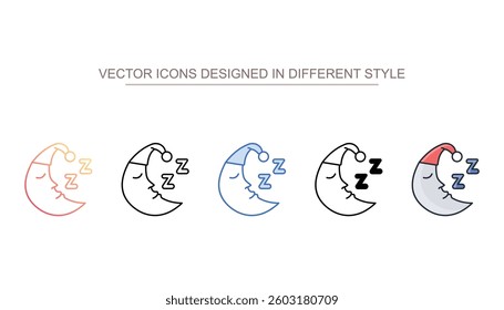 Sleeping Moon icon design with white background stock illustration