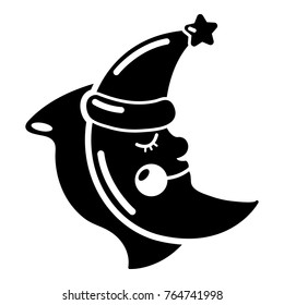 Sleeping moon icon. Simple illustration of sleeping moon vector icon for web