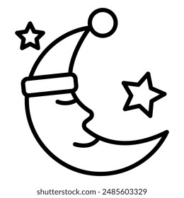 Sleeping Moon icono en línea fina estilo Diseño gráfico de Ilustración vectorial 