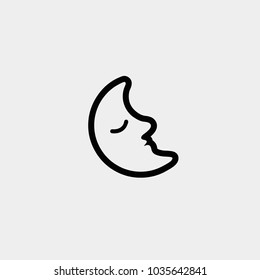 Sleeping moon icon. Vector sleeping moon illustration symbol