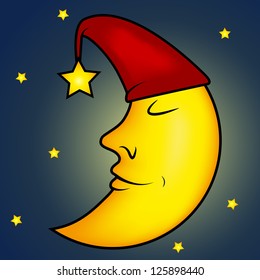 Sleeping moon illustration