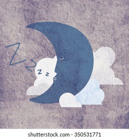 Sleeping moon illustration 