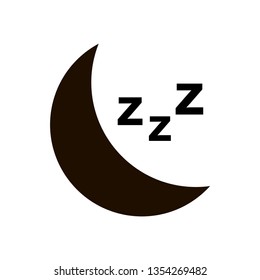 Sleeping moon isolated on white background. Sleep sign icon. Moon with zzz button. Vector illustration