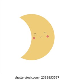 Sleeping moon isolated on white background