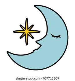 sleeping moon kawaii character