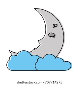 sleeping moon kawaii character
