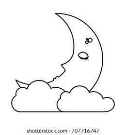 sleeping moon kawaii character