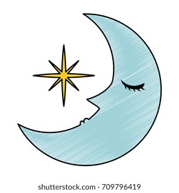 sleeping moon kawaii character