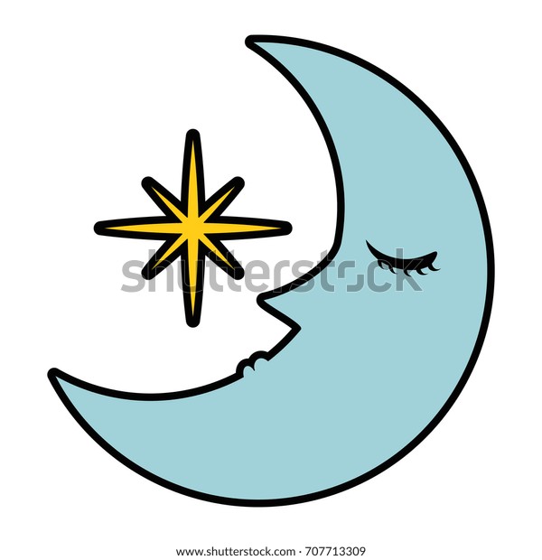 sleeping moon kawaii\
character