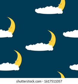 Sleeping moon seamless pattern. It can be used for wallpapers, cards, wrapping, patterns for clothes and other.