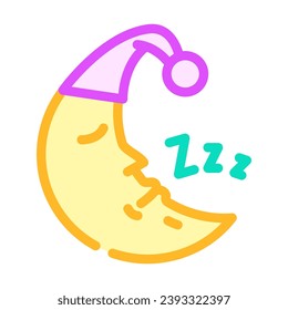 sleeping moon sleep night color icon vector. sleeping moon sleep night sign. isolated symbol illustration