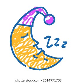 sleeping moon sleep night doodle icon sketch vector. sleeping moon sleep night sign. isolated symbol illustration