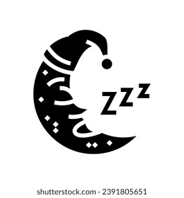 sleeping moon sleep night glyph icon vector. sleeping moon sleep night sign. isolated symbol illustration