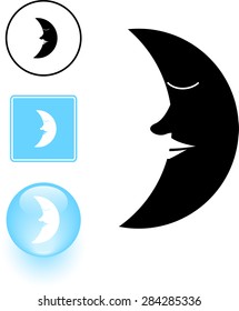 sleeping moon symbol sign and button