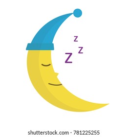 Sleeping moon  vector icon illustration flat design