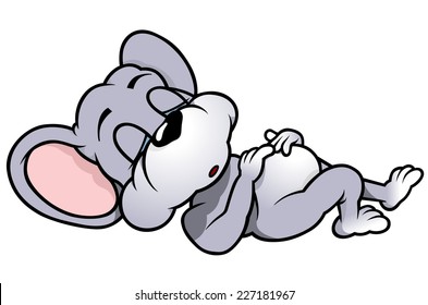 Sleeping Mouse - Cartoon Illustration, Vector