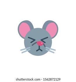 Sleeping mouse face emoji flat icon, vector sign, Dormant rat emoticon colorful pictogram isolated on white. Symbol, logo illustration. Flat style design