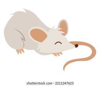 Sleeping mouse inside their cozy home. Wild forest animal. Flat cartoon character. Vector Illustration