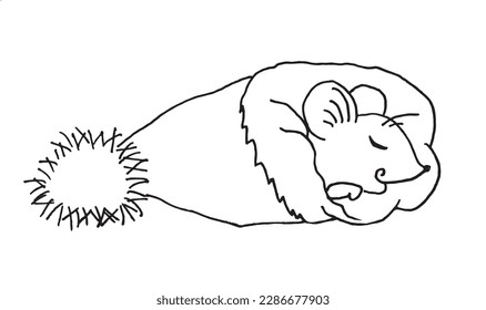 Imagen vectorial de la ilustración del contorno del ratón que duerme. Dibujo de imágenes con esbozos de ratón dibujado a mano. Icono de logotipo original simple a partir del dibujo de lápiz.