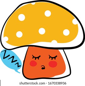 Sleeping mushroom, illustration, vector on white background.