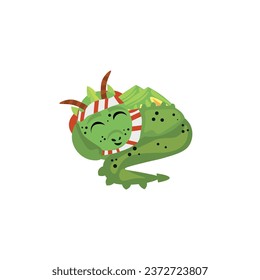 Sleeping New Year dragon on white background