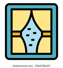 Übernachtung Nacht Fenster Symbol Umriss Vektorgrafik. Schlaflosigkeit. Blindfarben für Erwachsene
