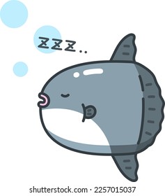 Sleeping ocean sunfish isolated vector illustration.