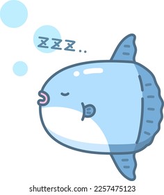 Sleeping ocean sunfish isolated vector illustration.