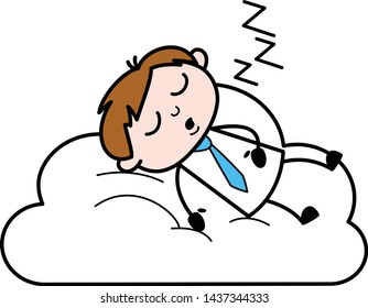 Sleeping - Office Salesman Employee Cartoon Vector Illustration
