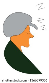 Sleeping old woman vector or color illustration