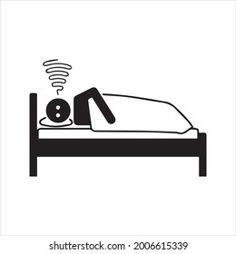 Sleeping on the bed icon. Sound icon. Vector and glyph