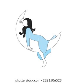 Sleeping on moon Flat Character