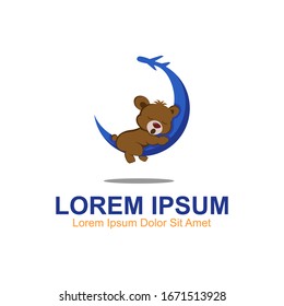Sleeping on The Moon Logo. Holiday or Vacation Logo Design Templates