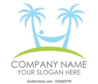 sleeping on a palm tree logo icon