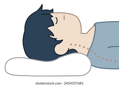 Schlafen auf dem perfekten Kissen - flache Illustration 