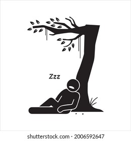 Sleeping on the tree icon. Vector and glyph