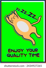 Sleeping Orange Cat Enjoy. Your Quality Time