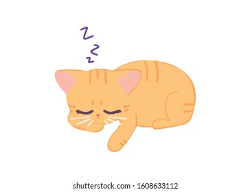 Sleeping orange cat. Vector image. 