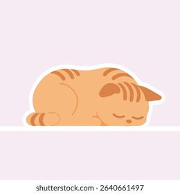 Sleeping orange tabby cat illustration, sweet dreams, pastel background