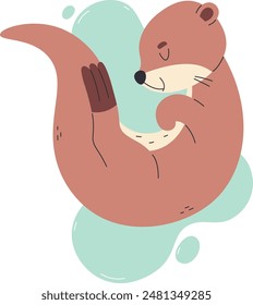 Nutria Durmiente En Ilustración vectorial De Agua