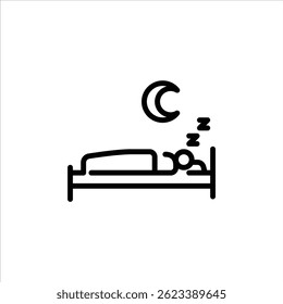 sleeping outline icon. figure sleep at night line art illustration.
