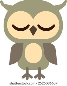 Sleeping owl character. Night bird color icon