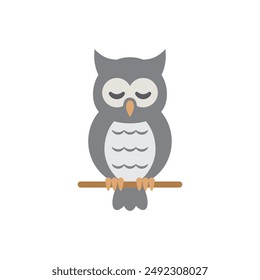 Sleeping owl. Colored vector illustration on white background.