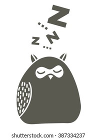 Sleeping owl. Cute vector illustration.