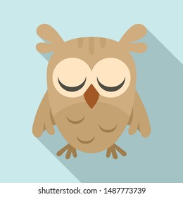 Sleeping owl icon. Flat illustration of sleeping owl vector icon for web design